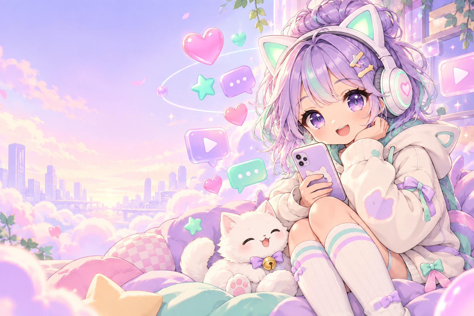 Nhân vật anime BonzVip cùng bạn mèo